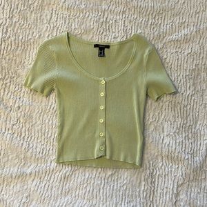 Button down ribbed crop top